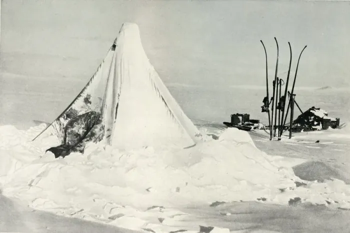 Framed Print : Surveying Partys Tent After A Blizzard, c1911, (1913). Artist: Tryggve Gran Framed Print : Surveying Partys Tent After A Blizzard, c1911, (1913). Artist: Tryggve Gran
