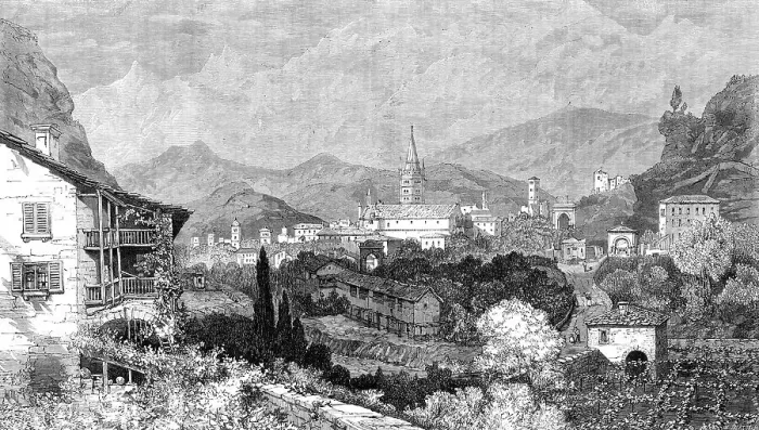 Framed Print : Susa, at the foot of Mont Cenis, 1864. Creator: Mason Jackson Framed Print : Susa, at the foot of Mont Cenis, 1864. Creator: Mason Jackson