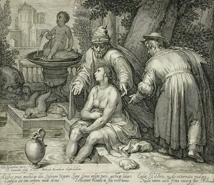 Framed Print : Susanna at the Bath, 1602. Creator: Jan Saenredam Framed Print : Susanna at the Bath, 1602. Creator: Jan Saenredam