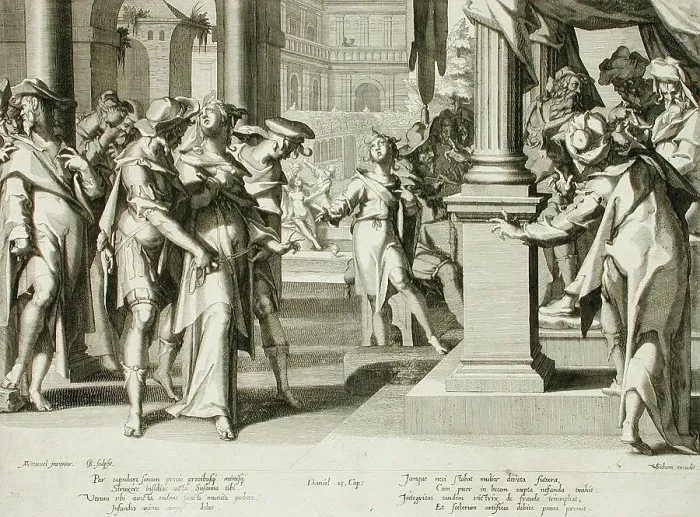 Framed Print : Susanna Before Daniel, 1607. Creator: Willem van Swanenburg Framed Print : Susanna Before Daniel, 1607. Creator: Willem van Swanenburg