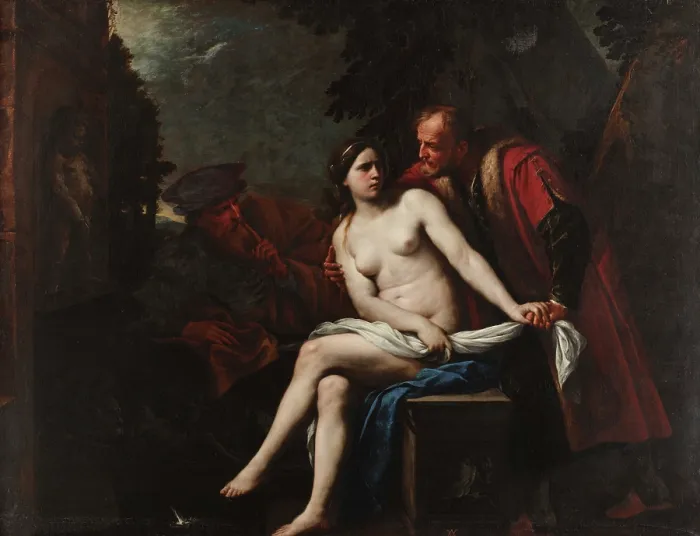 Framed Print : Susanna and the Elders, 1650-1660. Creator: Vaccaro, Andrea (1604-1670)