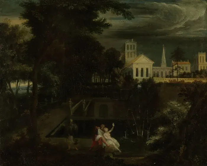 Framed Print : Susanna and the Elders, 18th century. Creator: Unknown Framed Print : Susanna and the Elders, 18th century. Creator: Unknown