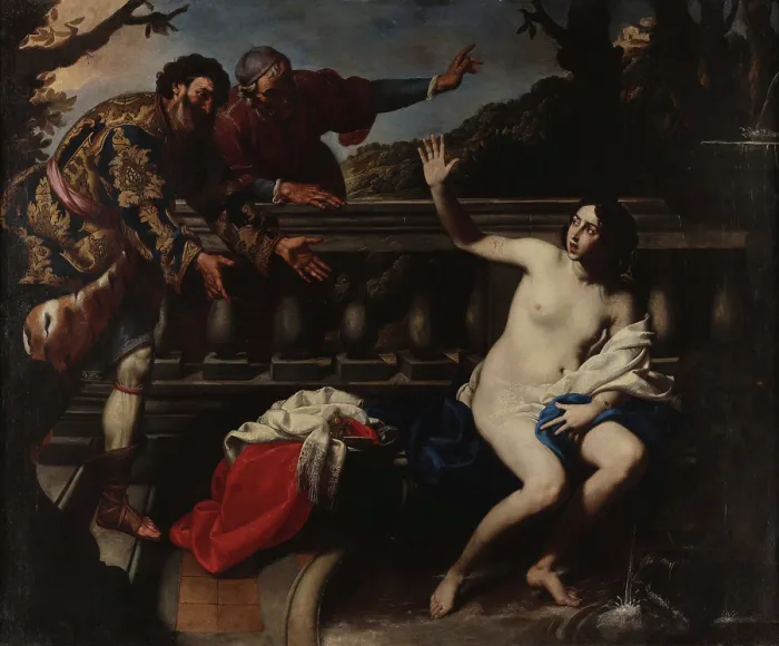 Framed Print : Susanna and the Elders, c1645. Creator: De Rosa, Pacecco (Francesco) (1607-1656) Framed Print : Susanna and the Elders, c1645. Creator: De Rosa, Pacecco (Francesco) (1607-1656)