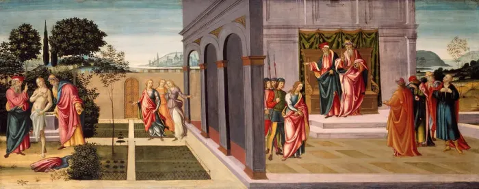 Framed Print : Susanna and the Elders in the Garden, and the Trial of Susanna before the Elders, c. 1500 Framed Print : Susanna and the Elders in the Garden, and the Trial of Susanna before the Elders, c. 1500
