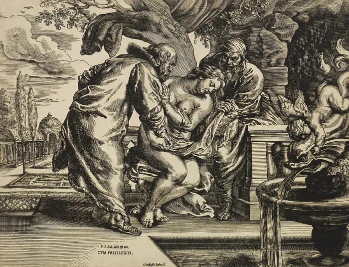 Framed Print : Susannah And The Elders, c1635. Creator: Christoffel Jegher Framed Print : Susannah And The Elders, c1635. Creator: Christoffel Jegher