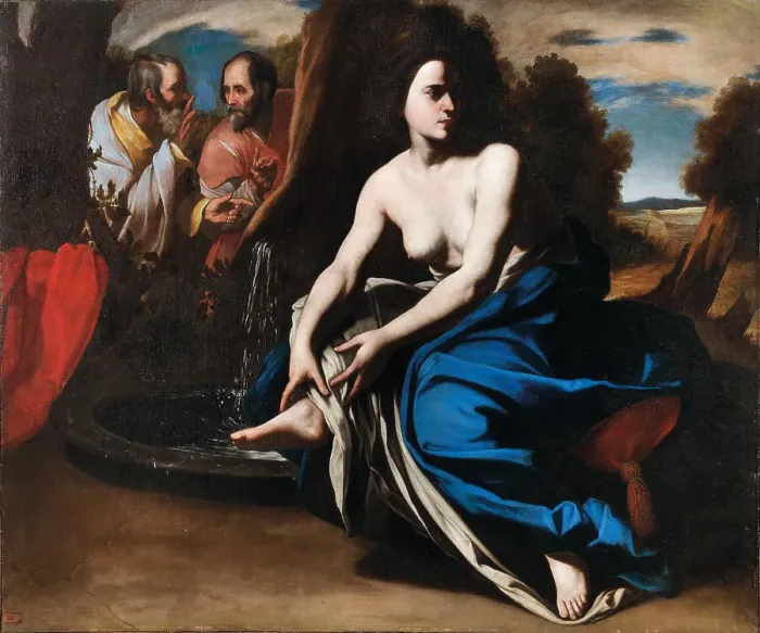 Framed Print : Susannah and the Elders. Creator: Stanzione, Massimo (ca. 1585-ca. 1658)