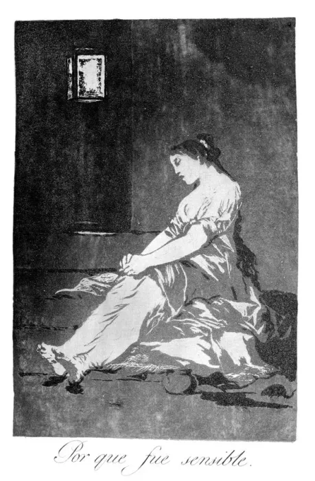 Framed Print : Because she was susceptible, 1799. Artist: Francisco Goya Framed Print : Because she was susceptible, 1799. Artist: Francisco Goya