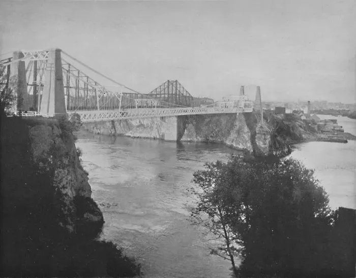 Framed Print : Suspension and Cantilever Bridges, St. John, New Brunswick, c1897. Creator: Unknown Framed Print : Suspension and Cantilever Bridges, St. John, New Brunswick, c1897. Creator: Unknown