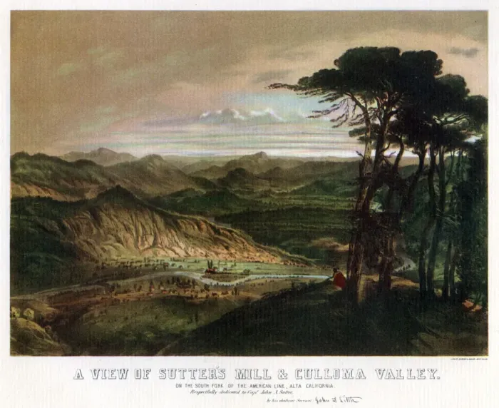 Framed Print : Sutters Mill and Culloma Valley, California, USA, 19th century (1937). Artist: J Little Framed Print : Sutters Mill and Culloma Valley, California, USA, 19th century (1937). Artist: J Little