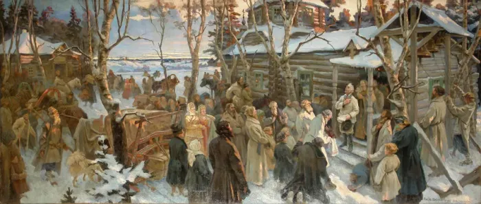 Framed Print : Suvorov leaves Konchanskoye Village in 1799, 1901-1902 Framed Print : Suvorov leaves Konchanskoye Village in 1799, 1901-1902