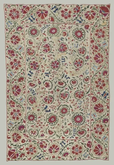 Framed Print : Suzani: curtain or bed cover, about 1800. Creator: Unknown Framed Print : Suzani: curtain or bed cover, about 1800. Creator: Unknown