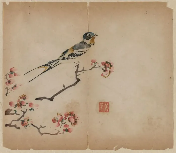 Framed Print : Swallow on Flowering Peach Branch, 1368-1644. Creator: Unknown Framed Print : Swallow on Flowering Peach Branch, 1368-1644. Creator: Unknown