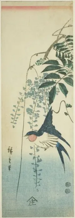 Framed Print : Swallow and wisteria, c. 1847 / 52. Creator: Ando Hiroshige Framed Print : Swallow and wisteria, c. 1847 / 52. Creator: Ando Hiroshige