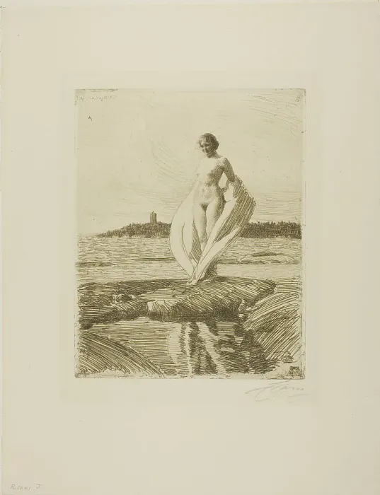 Framed Print : The Swan, 1915. Creator: Anders Leonard Zorn Framed Print : The Swan, 1915. Creator: Anders Leonard Zorn