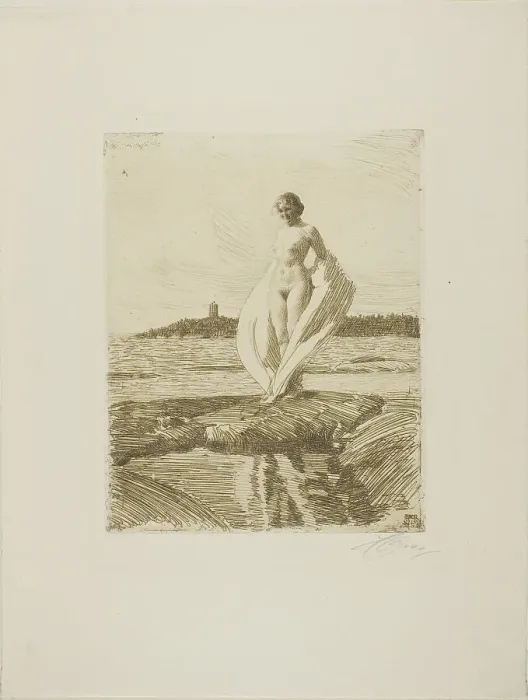 Framed Print : The Swan, 1915. Creator: Anders Leonard Zorn Framed Print : The Swan, 1915. Creator: Anders Leonard Zorn