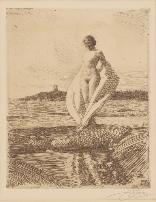 Framed Print : The swan, 1915, Sweden. Creator: Anders Leonard Zorn Framed Print : The swan, 1915, Sweden. Creator: Anders Leonard Zorn