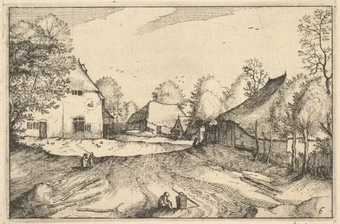 Framed Print : The Swans Inn, plate 6 from Regiunculae et Villae Aliquot Ducatus Brabantiae, ca. 1610
