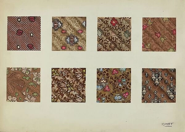 Swatch from Patchwork Quilt, c. 1938. Creator: A. Zimet