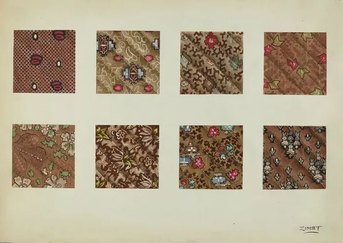 Framed Print : Swatch from Patchwork Quilt, c. 1938. Creator: A. Zimet Framed Print : Swatch from Patchwork Quilt, c. 1938. Creator: A. Zimet