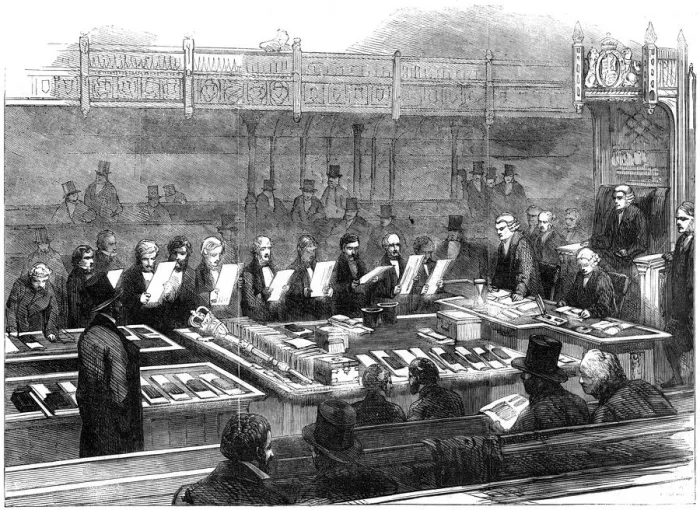 Framed Print : Swearing in members of the new parliament, 19th century Framed Print : Swearing in members of the new parliament, 19th century
