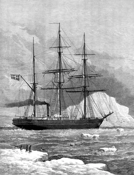 Framed Print : The Swedish Arctic exploring ship Vega among icebergs, 1880. Creator: Unknown Framed Print : The Swedish Arctic exploring ship Vega among icebergs, 1880. Creator: Unknown