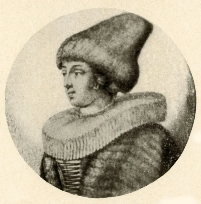Framed Print : A Swedish lady in pointed fur cap and ruff, 1640, (1937). Creator: Unknown Framed Print : A Swedish lady in pointed fur cap and ruff, 1640, (1937). Creator: Unknown