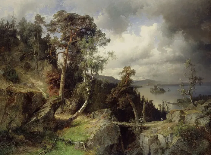 Framed Print : Swedish Landscape. Motif from Kolmården, 1866. Creator: Alfred Wahlberg Framed Print : Swedish Landscape. Motif from Kolmården, 1866. Creator: Alfred Wahlberg