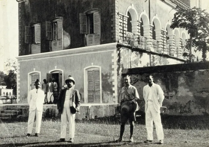 Framed Print : Swellengrebel, Iyengar and two others in India, 1924. Creator: Unknown Framed Print : Swellengrebel, Iyengar and two others in India, 1924. Creator: Unknown