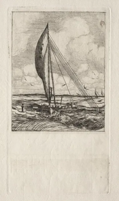 Framed Print : Swift Sailing Proa, Mulgrave Archipelago, Oceania, 1866. Creator: Charles Meryon (French Framed Print : Swift Sailing Proa, Mulgrave Archipelago, Oceania, 1866. Creator: Charles Meryon (French