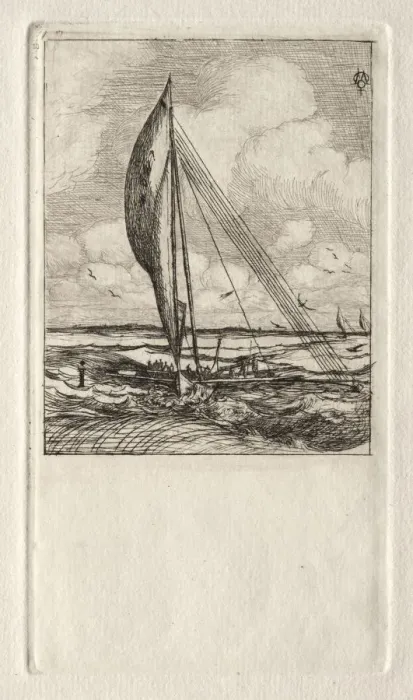 Framed Print : Swift Sailing Proa, Mulgrave Archipelago, Oceania, 1866. Creator: Charles Meryon (French Framed Print : Swift Sailing Proa, Mulgrave Archipelago, Oceania, 1866. Creator: Charles Meryon (French