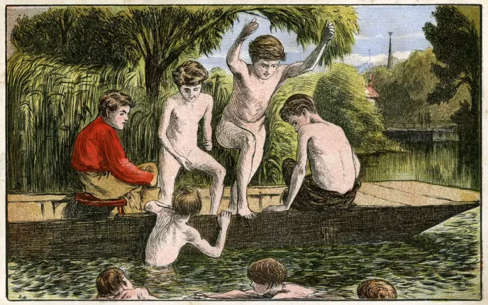 Framed Print : Swimming, 19th century(?) Framed Print : Swimming, 19th century(?)