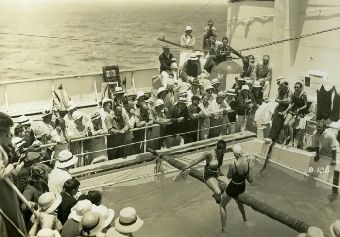Framed Print : Swimming pool on board the RML Atlantis, c1929-c1939(?) Framed Print : Swimming pool on board the RML Atlantis, c1929-c1939(?)