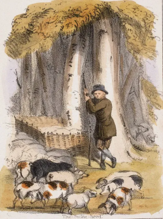 Framed Print : The Swine Herd, c1845. Artist: Benjamin Waterhouse Hawkins Framed Print : The Swine Herd, c1845. Artist: Benjamin Waterhouse Hawkins