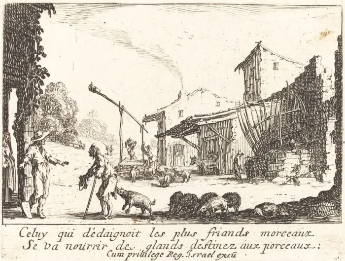 Framed Print : The Swineherd, 1635. Creator: Jacques Callot Framed Print : The Swineherd, 1635. Creator: Jacques Callot