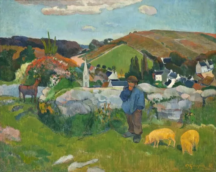 Framed Print : The Swineherd, 1888. Artist: Gauguin, Paul Eugene Henri (1848-1903) Framed Print : The Swineherd, 1888. Artist: Gauguin, Paul Eugene Henri (1848-1903)