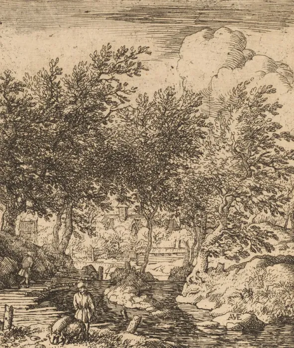 Framed Print : Swineherd, probably c. 1645 / 1656. Creator: Allart van Everdingen Framed Print : Swineherd, probably c. 1645 / 1656. Creator: Allart van Everdingen