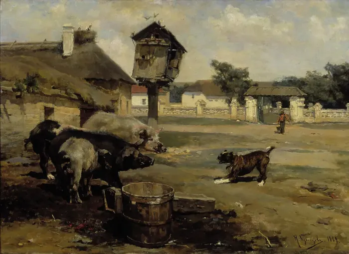Framed Print : Swines, 1889. Creator: Nikolai Dmitriyevich Kuznetsov Framed Print : Swines, 1889. Creator: Nikolai Dmitriyevich Kuznetsov