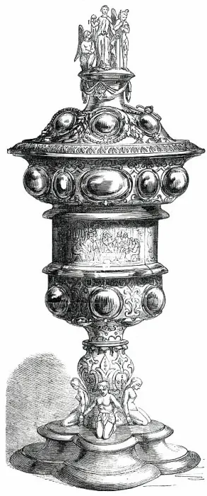 Framed Print : The Swiney Bequest Silver Cup, designed by D. Maclise, R.A. 1850. Creator: Unknown Framed Print : The Swiney Bequest Silver Cup, designed by D. Maclise, R.A. 1850. Creator: Unknown