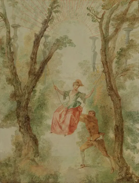 Framed Print : The Swing, 1712. Creator: Jean-Antoine Watteau Framed Print : The Swing, 1712. Creator: Jean-Antoine Watteau