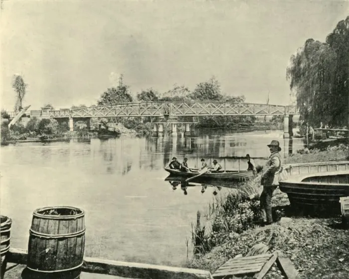 Framed Print : Swing Bridge Over the Latrobe, 1901. Creator: Unknown Framed Print : Swing Bridge Over the Latrobe, 1901. Creator: Unknown