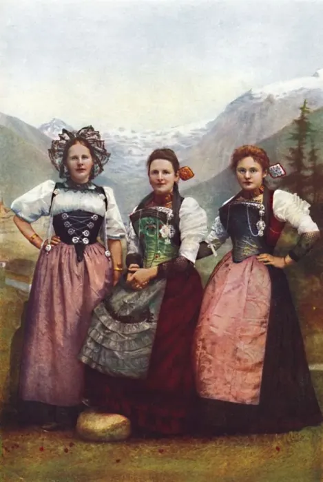 Framed Print : Three Swiss girls, 1912 Framed Print : Three Swiss girls, 1912