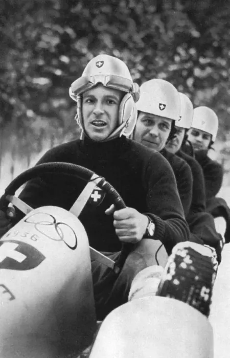 Framed Print : Swiss four man bobsleigh team, Winter Olympic Games, Garmisch-Partenkirchen, Germany, 1936 Framed Print : Swiss four man bobsleigh team, Winter Olympic Games, Garmisch-Partenkirchen, Germany, 1936