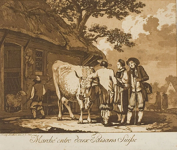 Two Swiss Peasants Bargaining, 1785. Creator: Marquand Fidel Dominikus Wocher
