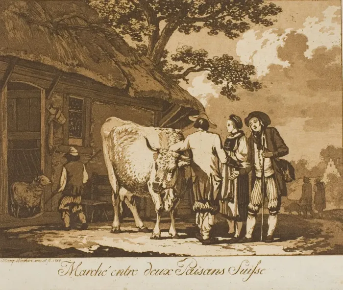 Framed Print : Two Swiss Peasants Bargaining, 1785. Creator: Marquand Fidel Dominikus Wocher Framed Print : Two Swiss Peasants Bargaining, 1785. Creator: Marquand Fidel Dominikus Wocher