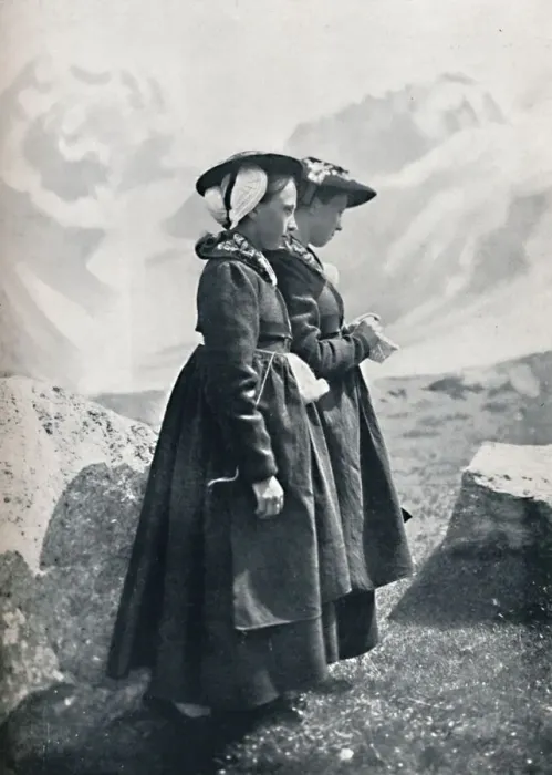 Framed Print : Two Swiss women, 1912. Artist: Charles Lefebure Framed Print : Two Swiss women, 1912. Artist: Charles Lefebure