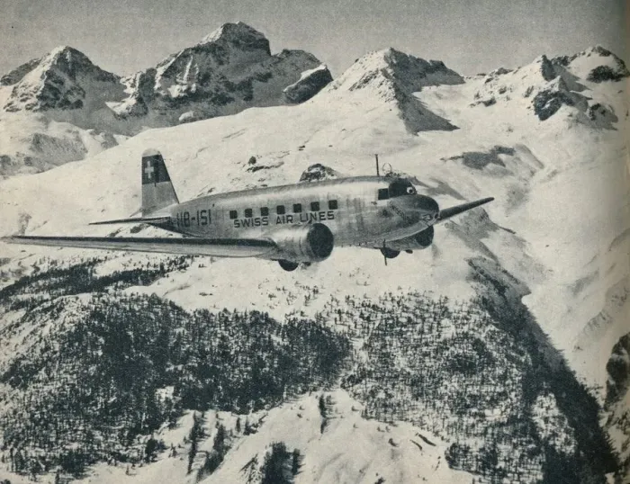 Framed Print : A Swissair plane flying near St Moritz Aerodrome, Switzerland, c1936 (c1937) Framed Print : A Swissair plane flying near St Moritz Aerodrome, Switzerland, c1936 (c1937)