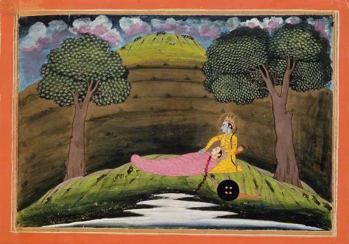 Framed Print : The Swooning of Lakshmana, Folio from a Ramayana (Adventures of Rama), c1775. Creator: Unknown Framed Print : The Swooning of Lakshmana, Folio from a Ramayana (Adventures of Rama), c1775. Creator: Unknown