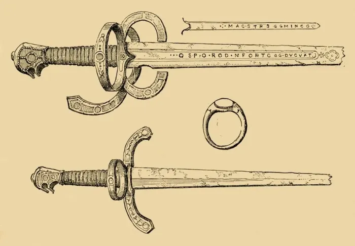 Framed Print : Sword, Dagger and Ring of King James IV, of Scotland, 1897. Creator: Unknown Framed Print : Sword, Dagger and Ring of King James IV, of Scotland, 1897. Creator: Unknown