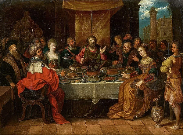The Sword of Damocles, 1610s. Creator: Francken, Frans, the Younger (1581-1642)