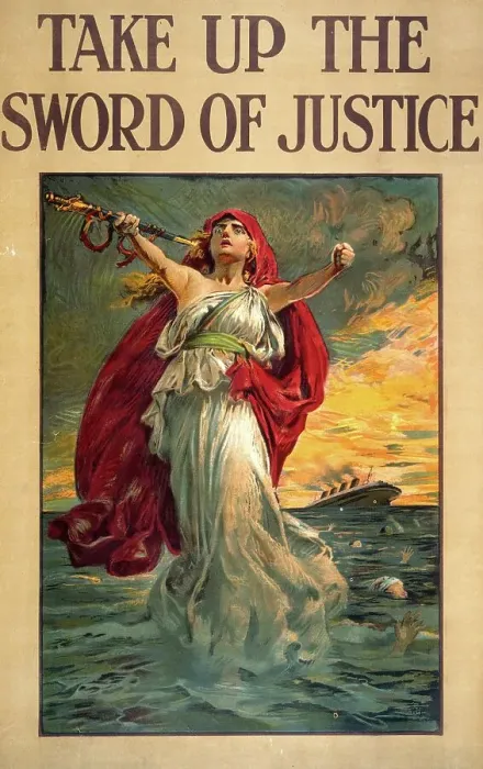 Framed Print : Take up the sword of justice, 1915. Creator: Partridge, Sir Bernard (1861-1945) Framed Print : Take up the sword of justice, 1915. Creator: Partridge, Sir Bernard (1861-1945)